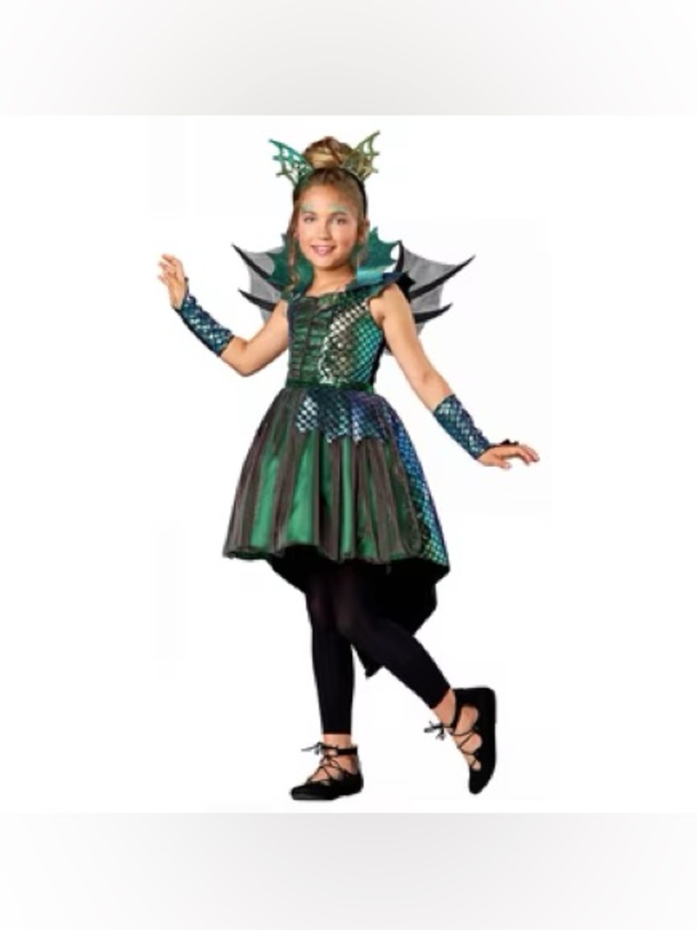 Girls Dragon Mermaid Costume Wings Dress Up Halloween size small 4-6